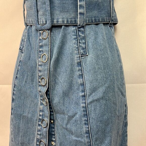Finders Keepers Denim Snap front jumper dress size 4  EUC - Picture 6 of 12